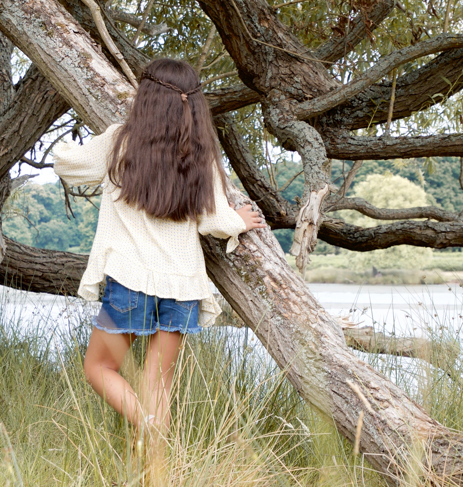 young girl with long shiny healthy hair