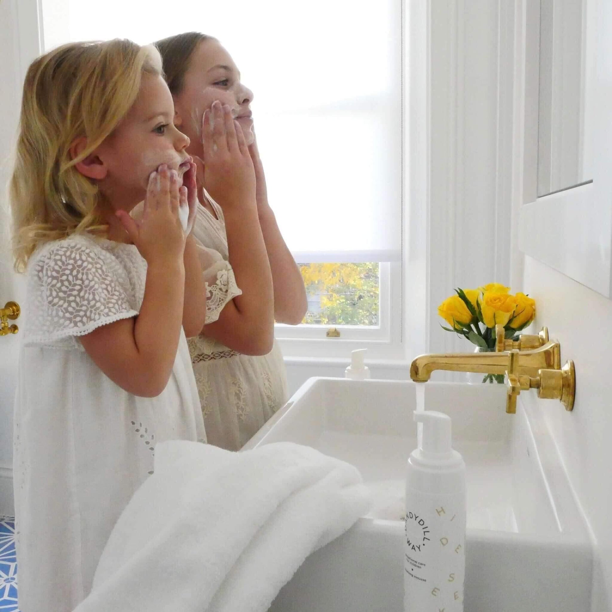 girls using Gentle Soap Free Cleansing Mousse with Botanical Extract