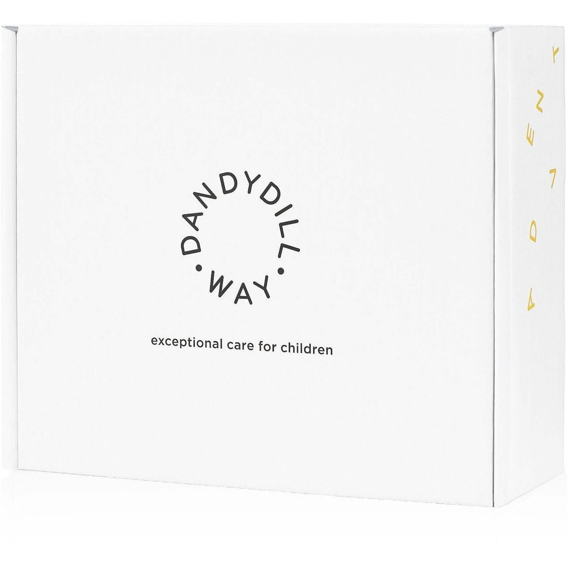 Dandydill Way white branded box with yellow letters